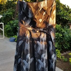Strapless A-line party dress w/ belt